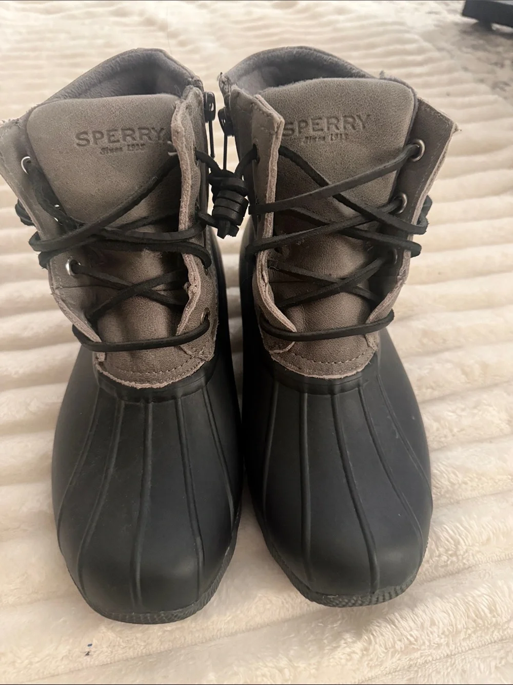 Sperry Black and Gray Duck Boots - Women's Winter Rain Boots